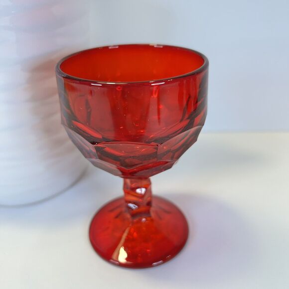 4- Vintage Viking Glass Georgian Ruby Red 4.25” Cordial Drinking Glass Goblet - Picture 4 of 10